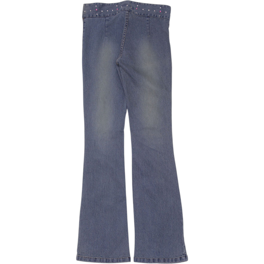 Y2K Ladies Pocketless Bell Bottoms Studded Low Rise Flare Jeans Size M