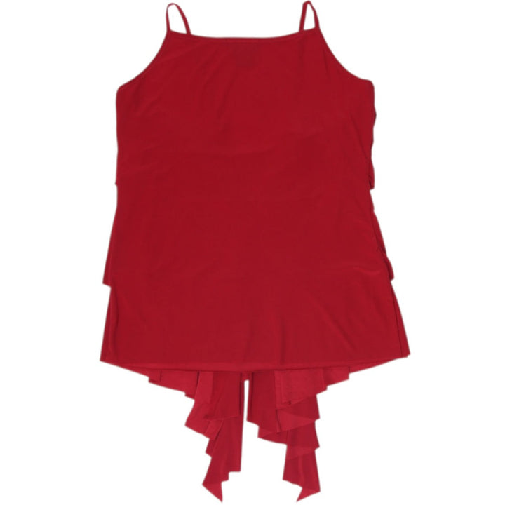 Y2K Ladies Crimson Red Ruffled Tiered Cami Top Made in USA