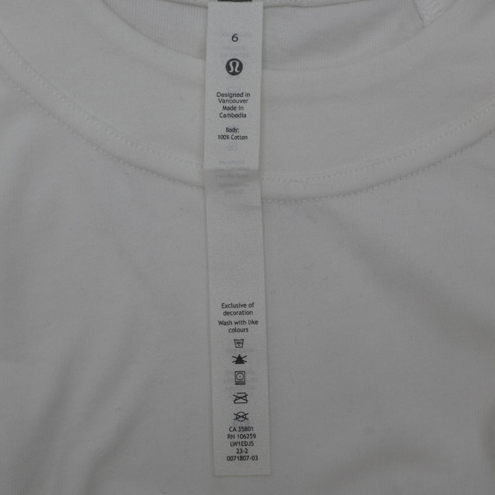Ladies Lululemon White High Neck Cropped Tank Top Size 6 Ribbed