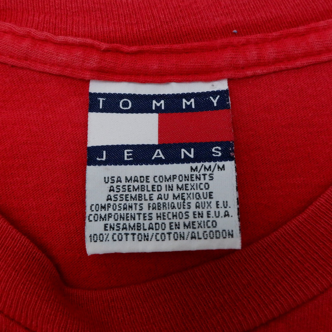 Vintage 90s Tommy Hilfiger Spellout T-Shirt Embossed Red