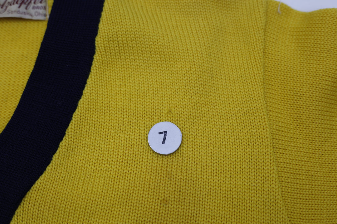 Vintage Mens Holzapfel Bros Sweater Yellow Black Knit Letterman | Migration_Jumper & Knitwear - View 10 | Fashion Rerun