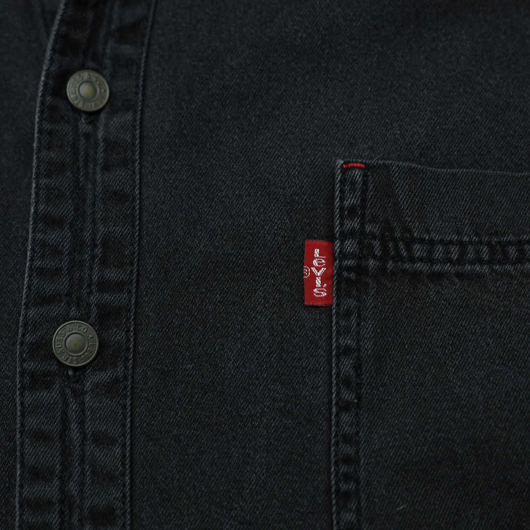 Vintage Levi's Men's Black Denim Long Sleeve Overshirt Size XL