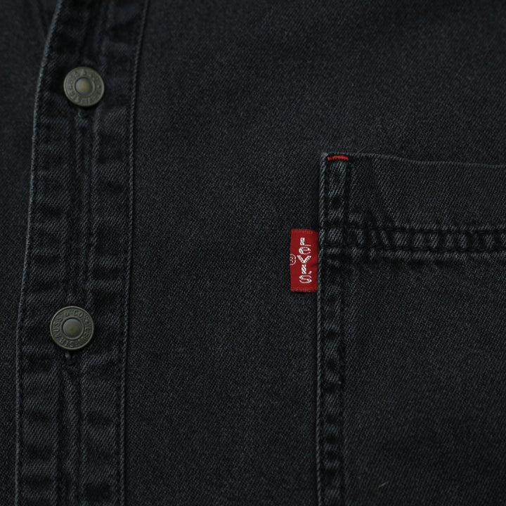 Vintage Levi's Men's Black Denim Long Sleeve Overshirt Size XL