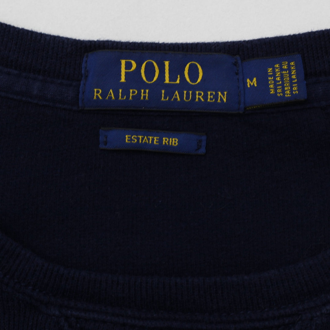 Mens Polo Ralph Lauren Navy Blue Estate Rib Sweater | Migration_Knitwear & Sweaters RL Collection - Back View | Fashion Rerun