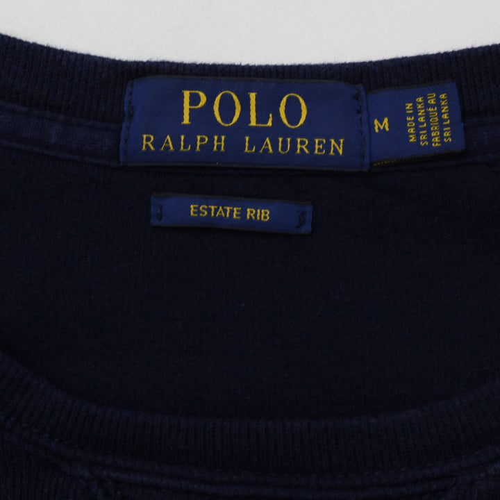 Mens Polo Ralph Lauren Navy Blue Estate Rib Sweater | Migration_Knitwear & Sweaters RL Collection - Back View | Fashion Rerun