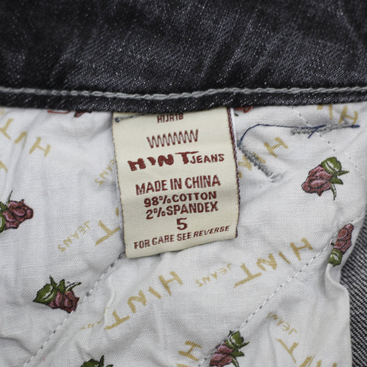 Y2K Ladies HINT Jeans Dark Wash Studded Denim Mini Skirt Size 5