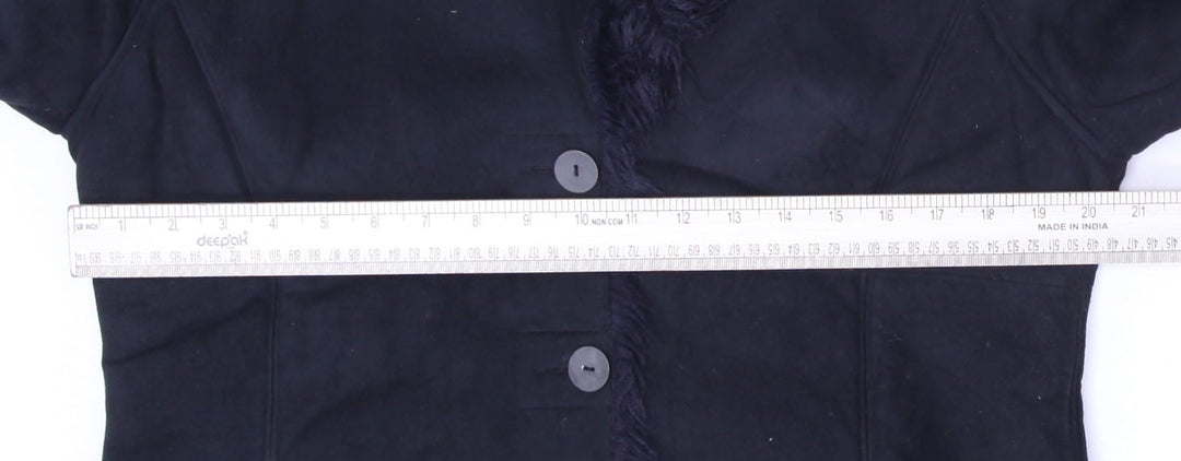 Y2K Ladies Utex Design Button Front Black Fur Trim Jacket Size P/S | Migration_Jackets - Alternate View | Fashion Rerun