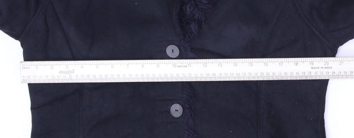 Y2K Ladies Utex Design Button Front Black Fur Trim Jacket Size P/S | Migration_Jackets - Alternate View | Fashion Rerun