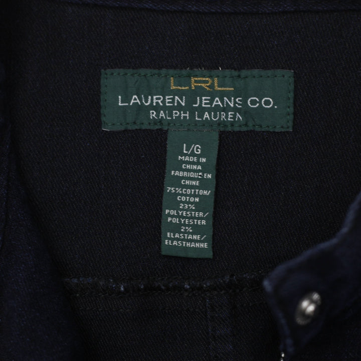 Ladies Ralph Lauren Navy Zip Up Denim Trucker Jacket L | Migration_Jackets - Back View | Fashion Rerun