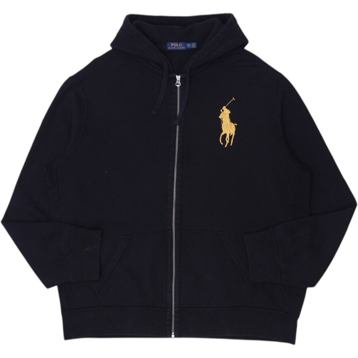 Mens Polo Ralph Lauren Hoodie Black Full Zip Embroidered Logo Size XXL