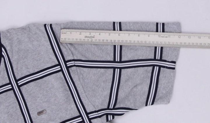 Y2K Mens Phat Farm Polo Gray Checkered Zip Up Velour Jacket L