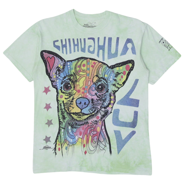 Mens The Mountain Chihuahua Luv Dog Green Tie Dye Graphic T-Shirt