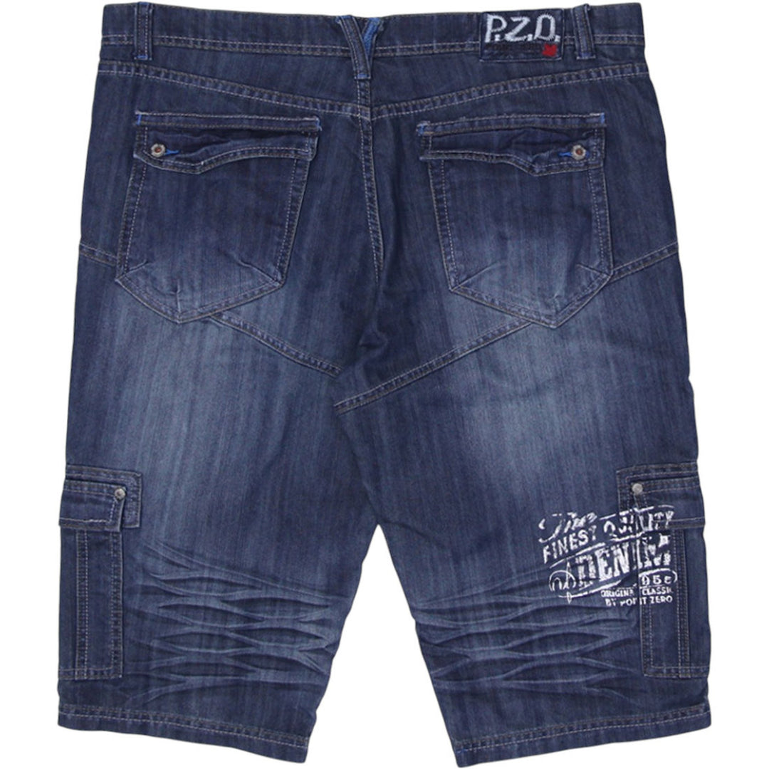 Y2K men’s Point Zero denim shorts featuring cargo pockets and streetwear style