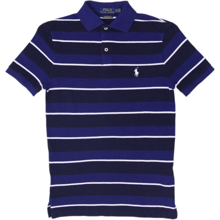 Mens Polo Ralph Lauren Custom Slim Fit Polo Navy Striped Cotton Size XS