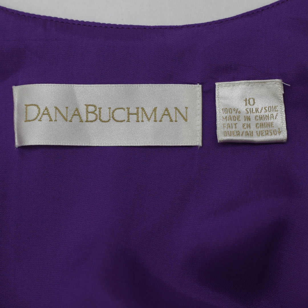 Y2K Ladies Dana Buchman 100% Silk Vest Top Vibrant Purple Tailored Sleeveless 10