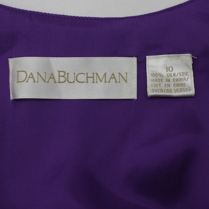Y2K Ladies Dana Buchman 100% Silk Vest Top Vibrant Purple Tailored Sleeveless 10