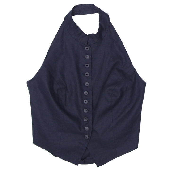 Y2K Ladies Front Button Halter Top