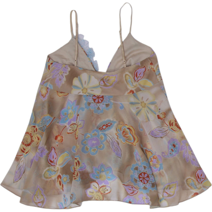 Y2K Ladies Sirens Floral Beige Spaghetti Strappy Top