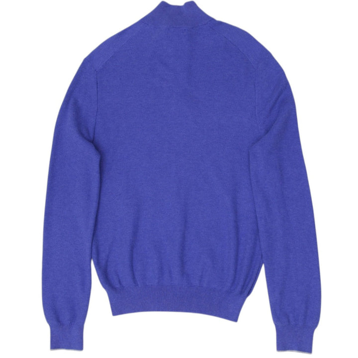Retro Mens Polo Ralph Lauren Sweater Blue Quarter Zip Cotton Size XL