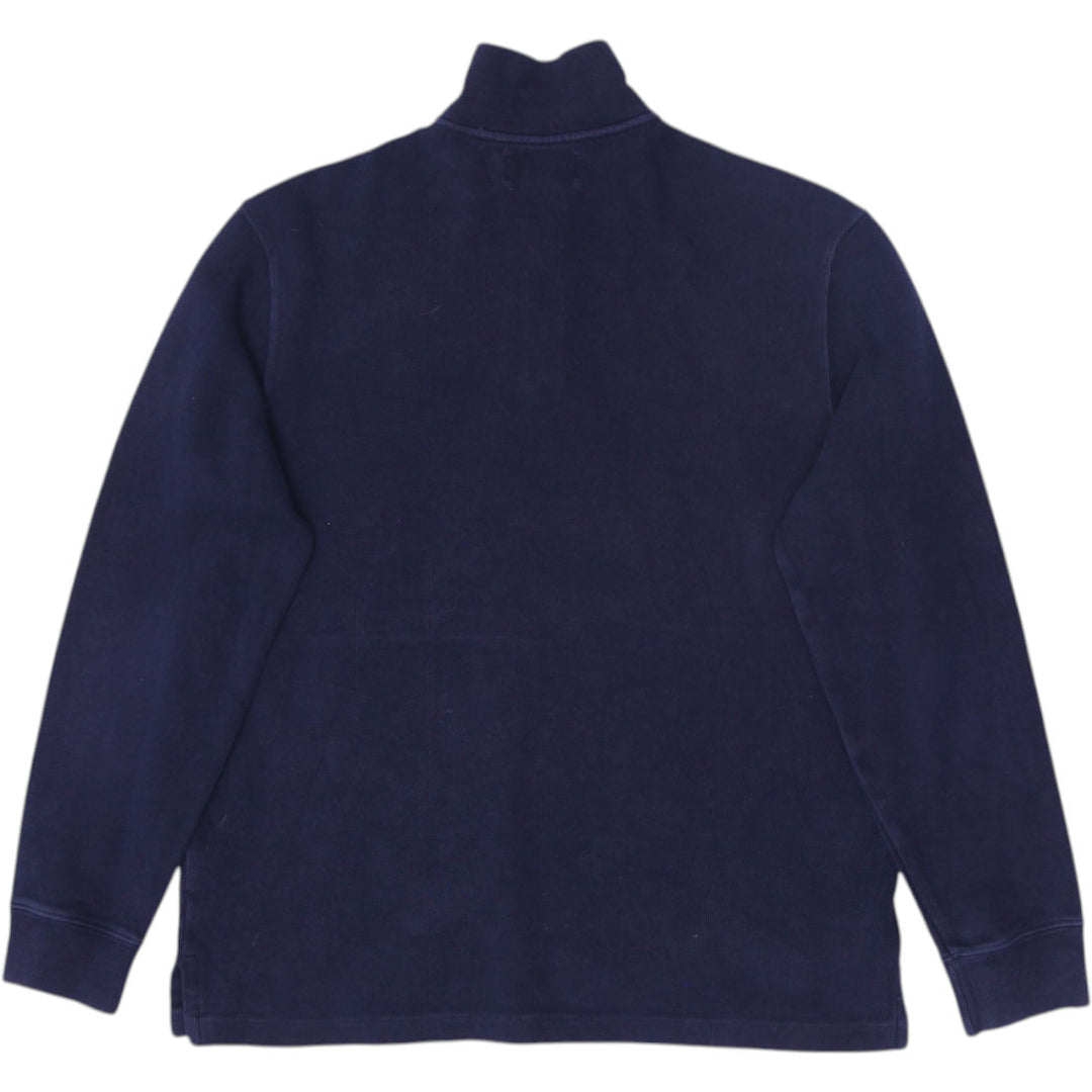 Mens Polo Ralph Lauren Navy Sweater Quarter Zip Cotton Embroidered
