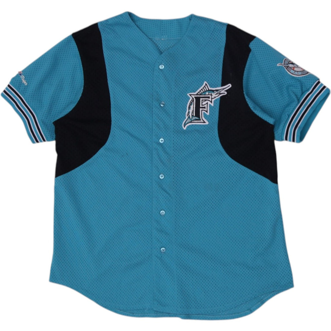 Vintage 1990s Florida Marlins Baseball Mesh Button Jersey | Migration_Jerseys | Fashion Rerun