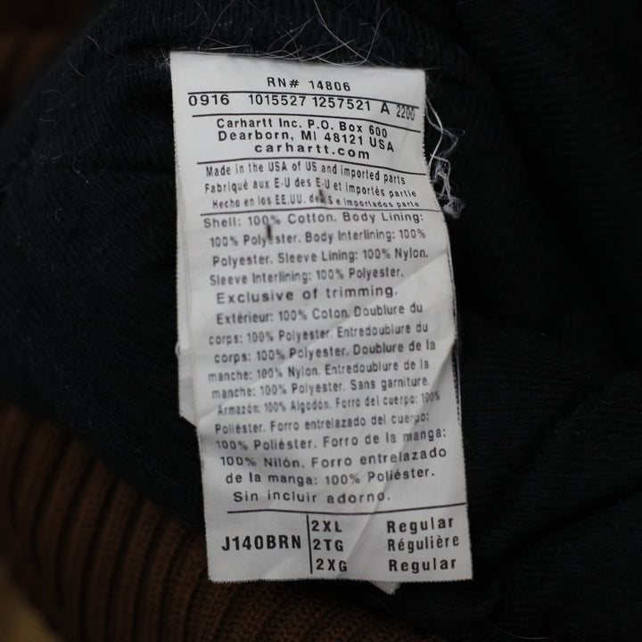 Mens Carhartt J140BRN Jacket Brown Hooded Workwear Coat 2XL Made In USA | Migration_Jackets WW Collection - A | Fashion Rerun