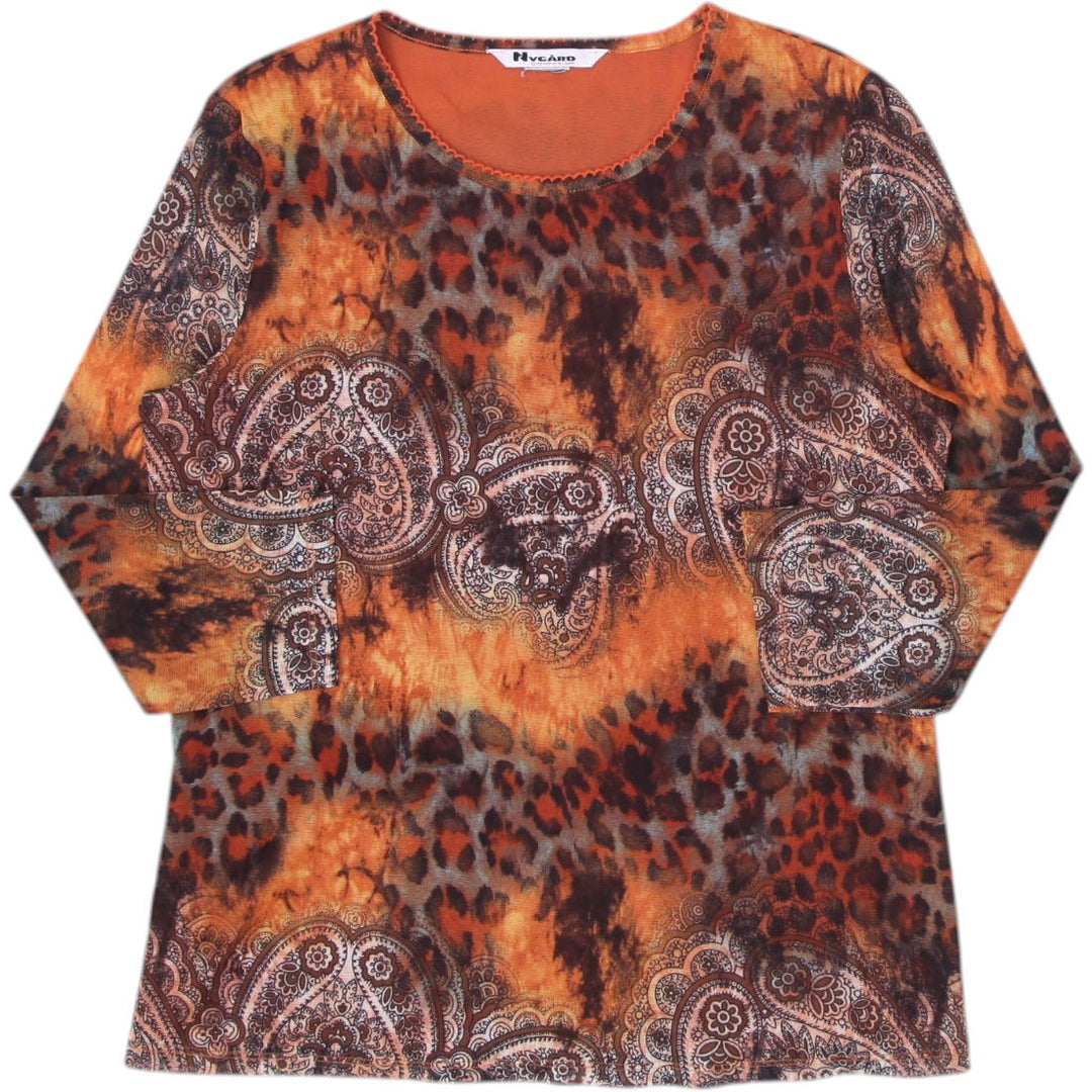 Y2K Paisley Leopard Long Sleeve Top Size L | Migration_Y2K Tops | Fashion Rerun
