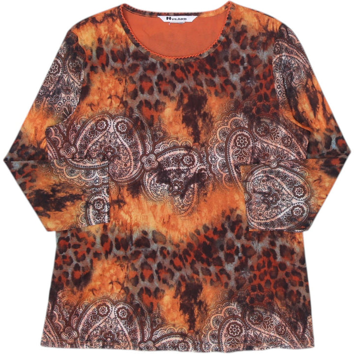 Y2K Paisley Leopard Long Sleeve Top Size L | Migration_Y2K Tops | Fashion Rerun