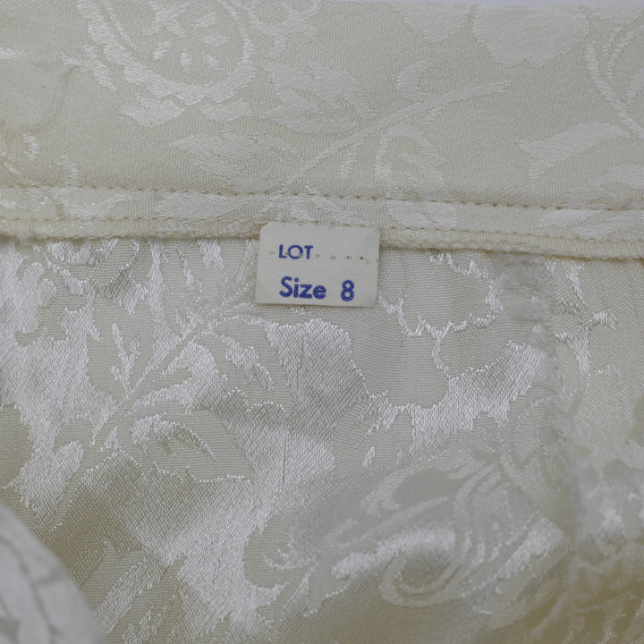 Y2K Ladies Ivory Satin Floral Jacquard Flared Midi Skirt