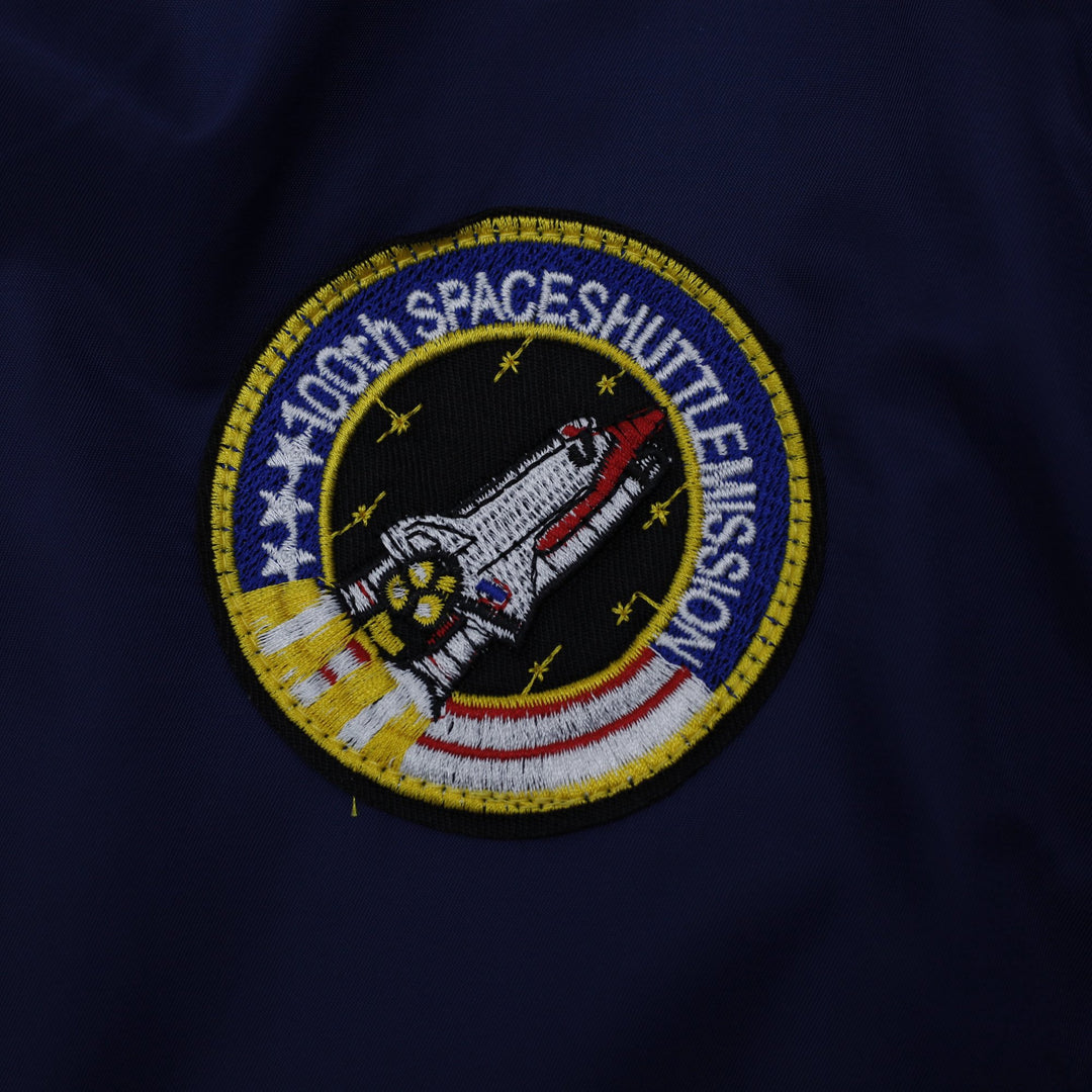 Mens Asstseries Bomber Military Jacket Coat Blue With Patches Nasa Space Flying