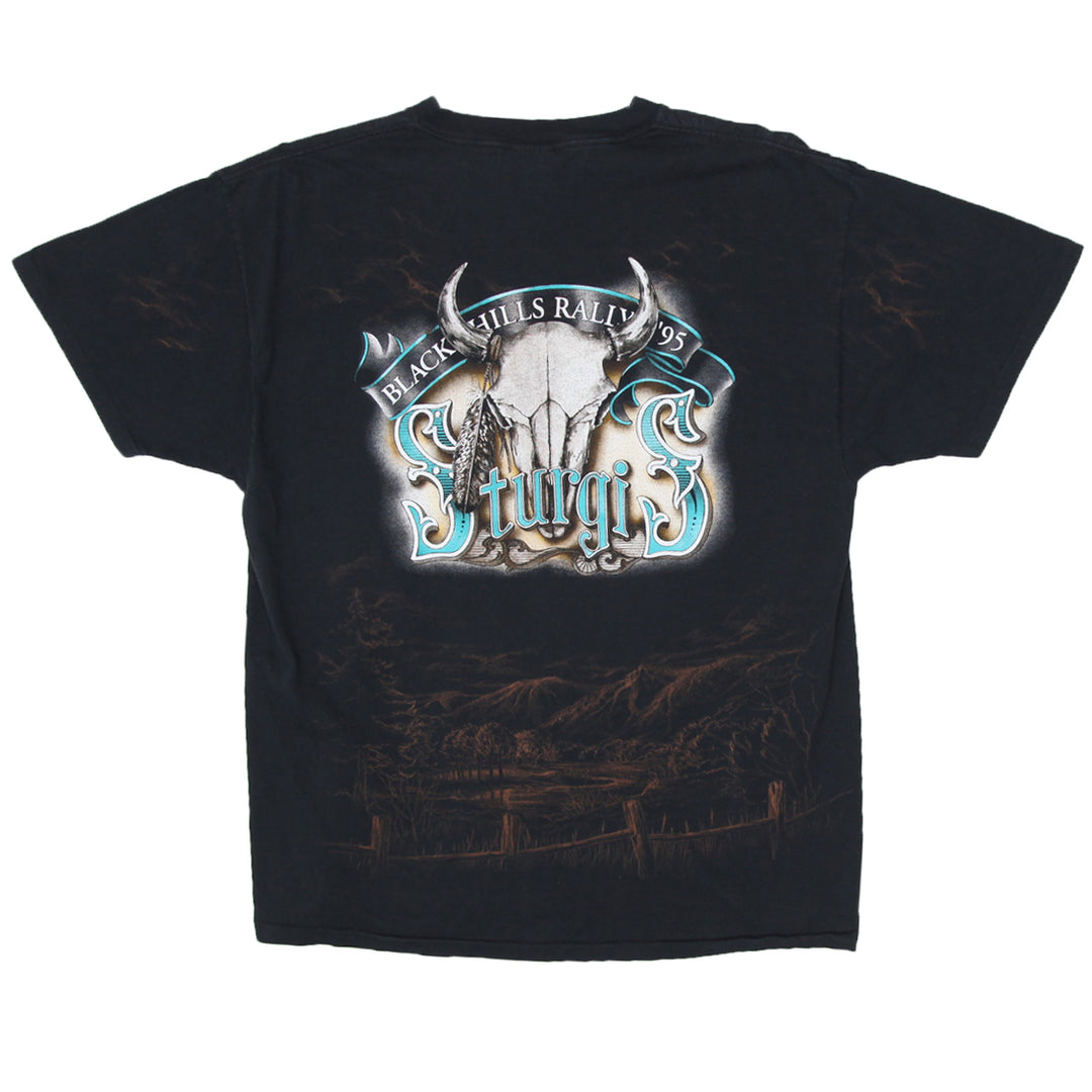 Vintage 3D Emblem Sturgis Black Hills Rally T-Shirt S.Stitch Made in USA Black XL