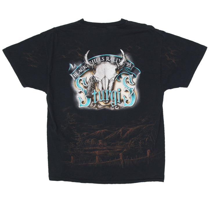 Vintage 3D Emblem Sturgis Black Hills Rally T-Shirt S.Stitch Made in USA Black XL