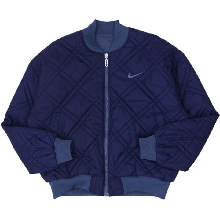Vintage Nike Puffer Navy Quilted Full Zip Reversible Swoosh Jacket Size M | Migration_Jackets | Fashion Rerun