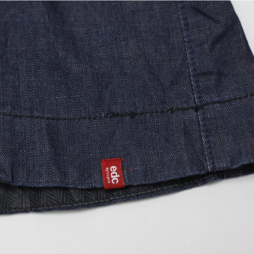 Y2K Ladies EDC by Esprit Dark Wash Pleated Denim Midi Skirt Size 34
