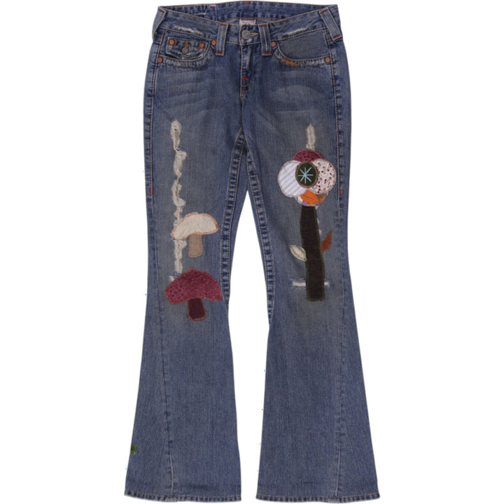 Y2K Ladies True Religion Patchwork Flare Jeans Ashbury Size 27 Made In USA