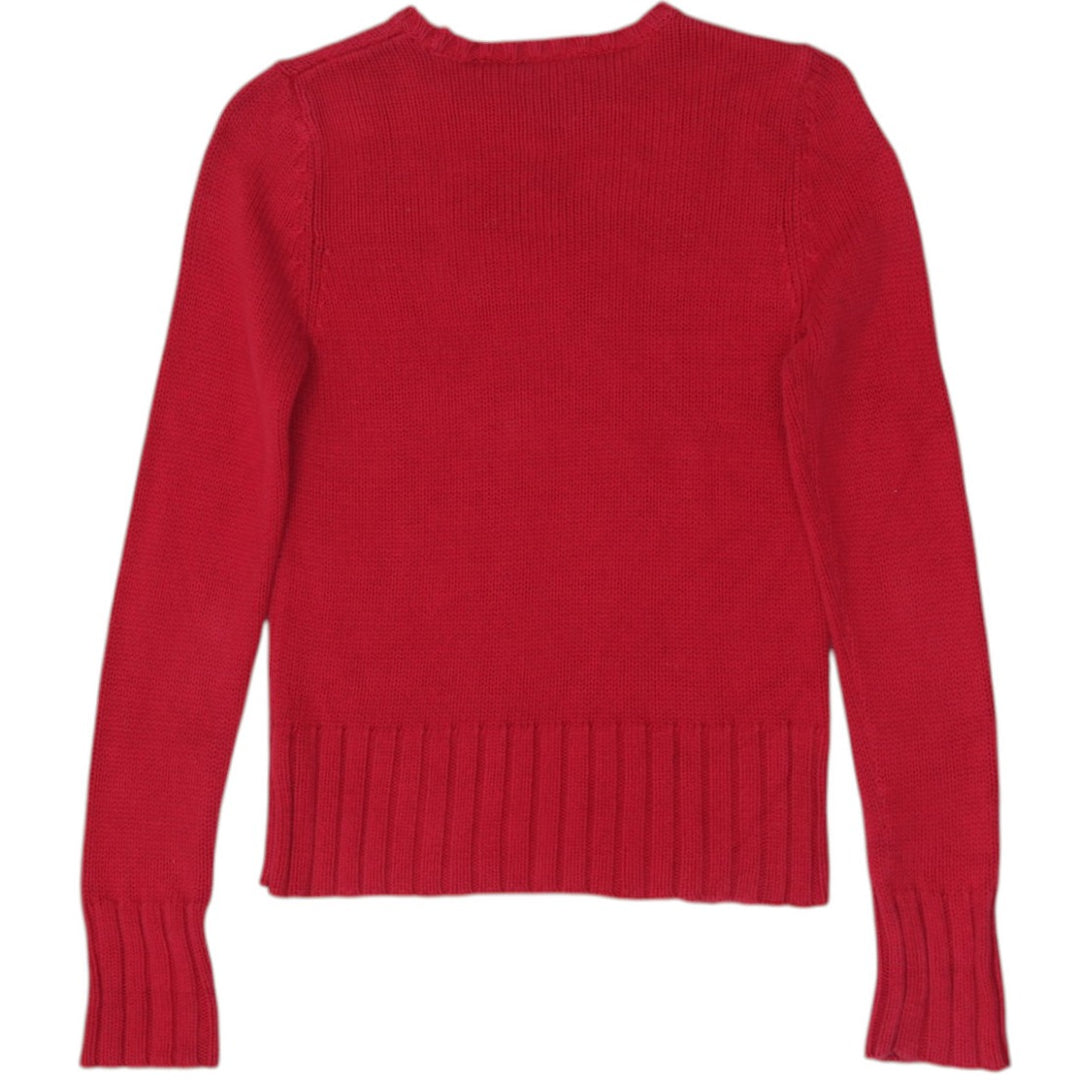 Vintage Ladies Red Polo Jeans Co. Ralph Lauren American Flag Knitted Sweater