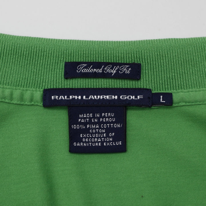 Ladies Ralph Lauren Golf Polo Green Yellow Pony Cotton Tailored Fit Size L