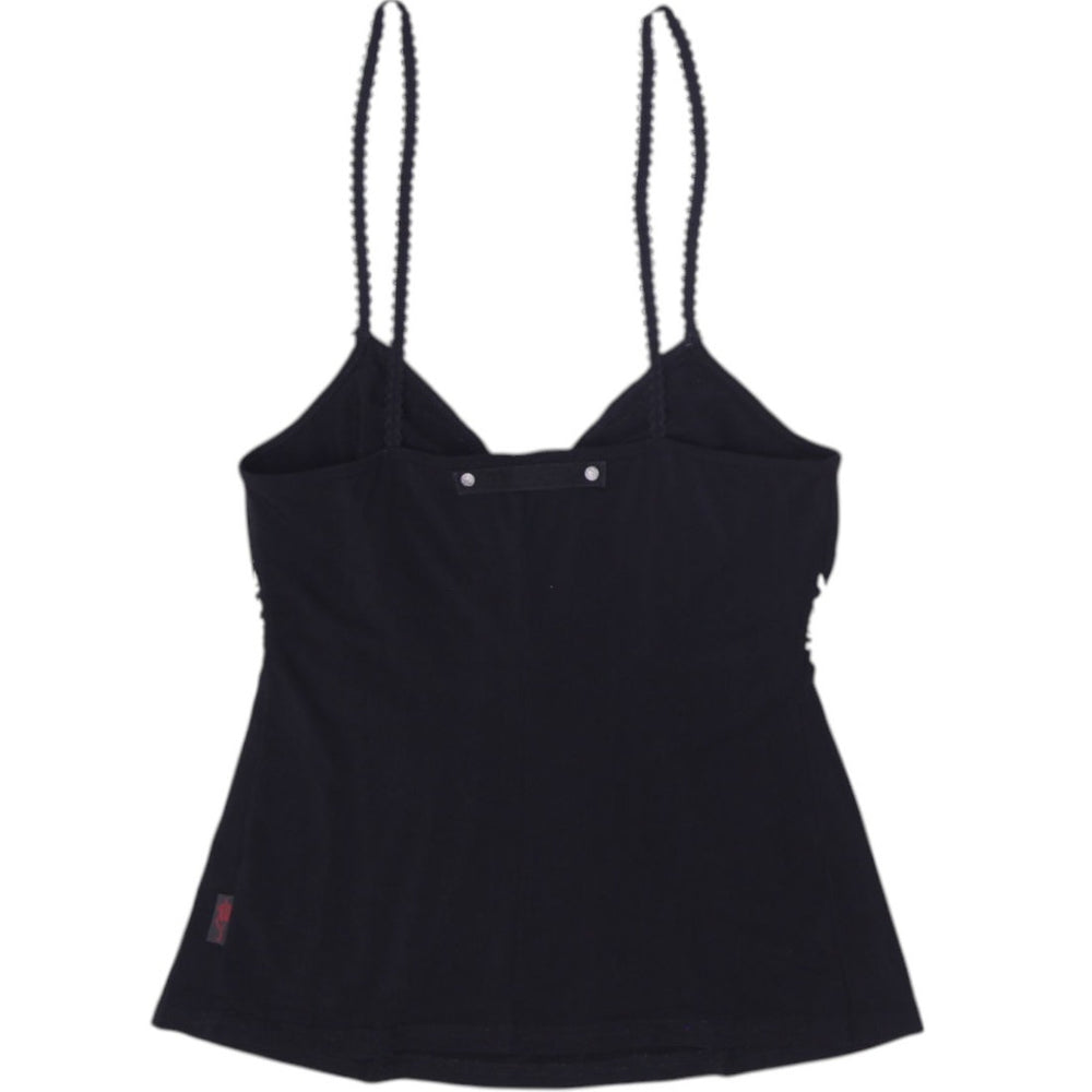 Y2K Ladies One O2O Camisole Black Lace Trim Spaghetti Straps | Migration_Y2K Tops - Side View | Fashion Rerun