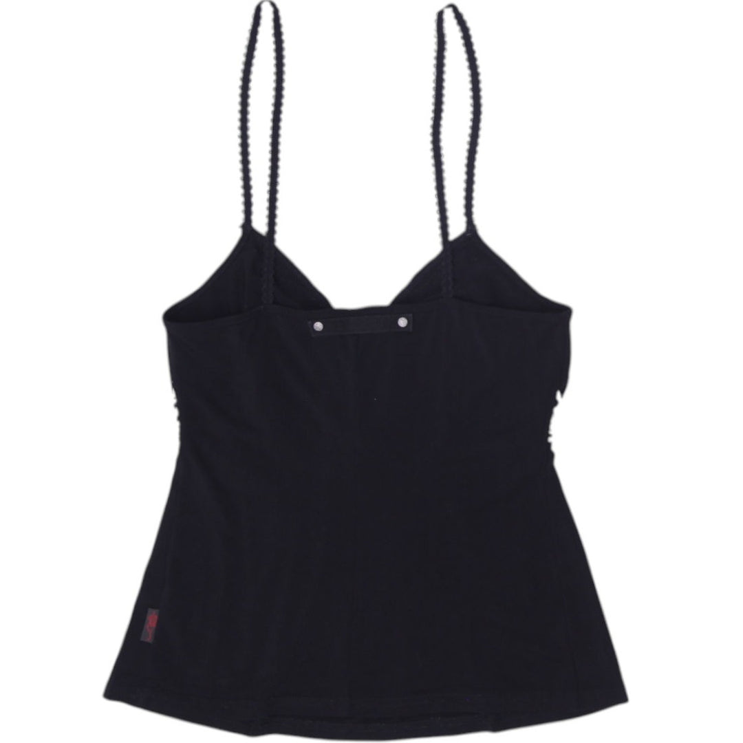Y2K Ladies One O2O Camisole Black Lace Trim Spaghetti Straps | Migration_Y2K Tops - Side View | Fashion Rerun
