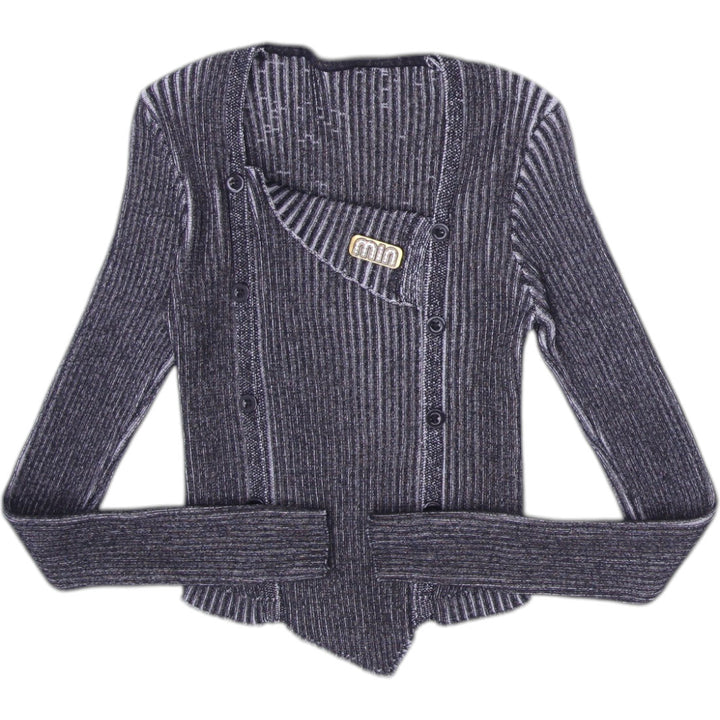 Y2K Ladies Charcoal Knit Top Size XS