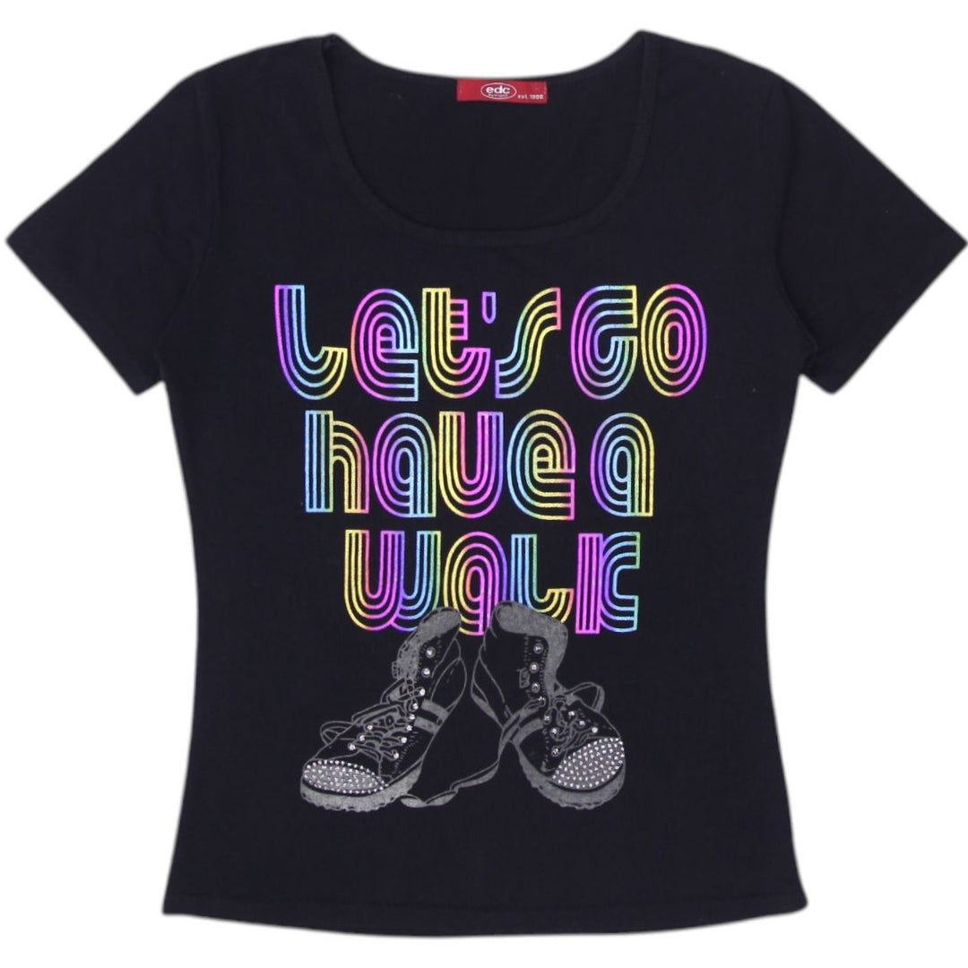 Y2K Ladies Graphic Short Sleeve Tee Size M | Migration_Y2K Tops | Fashion Rerun