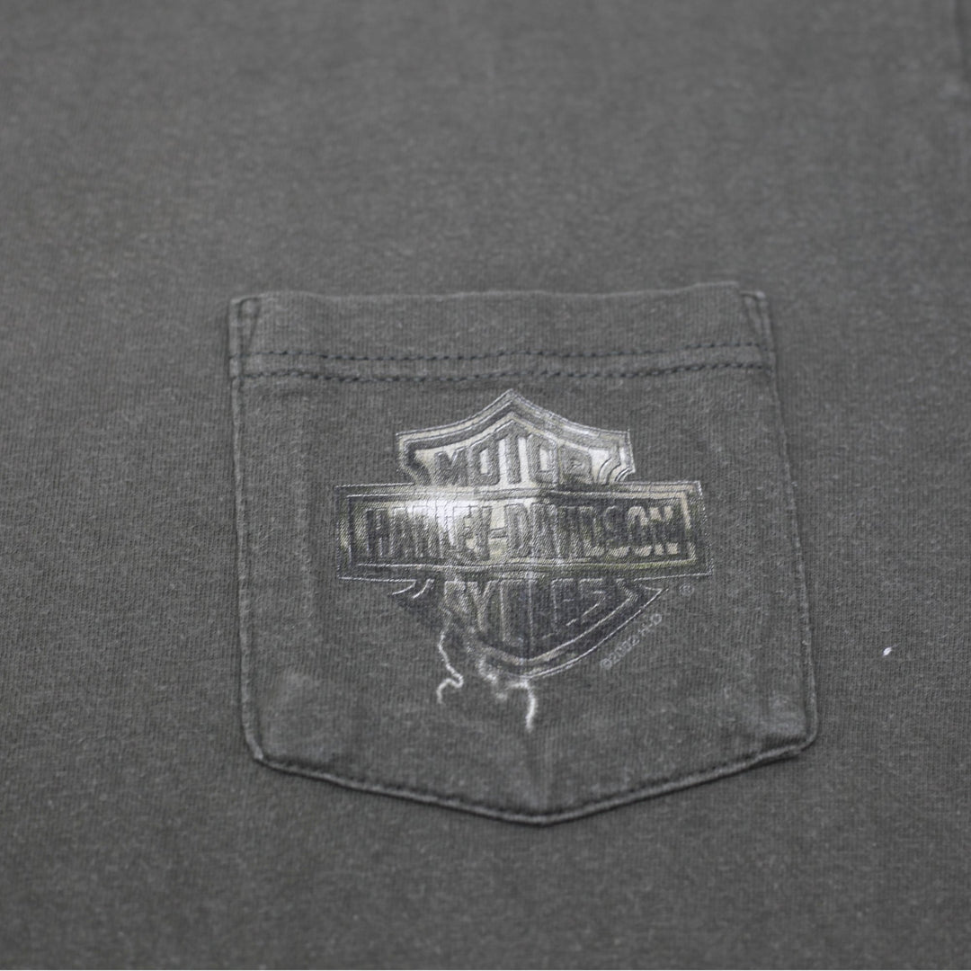 Vintage Harley Davidson Costa Rica Made In USA Olive Green Pocket T-Shirt M