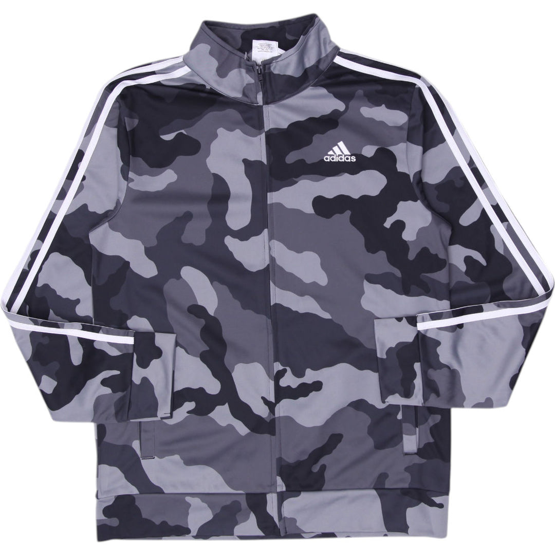 Adidas Boys Youth XL 18/20 Grey Camo 3-Stripes Tricot Track Jacket Regular Fit