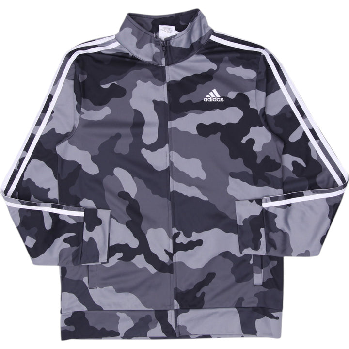 Adidas Boys Youth XL 18/20 Grey Camo 3-Stripes Tricot Track Jacket Regular Fit