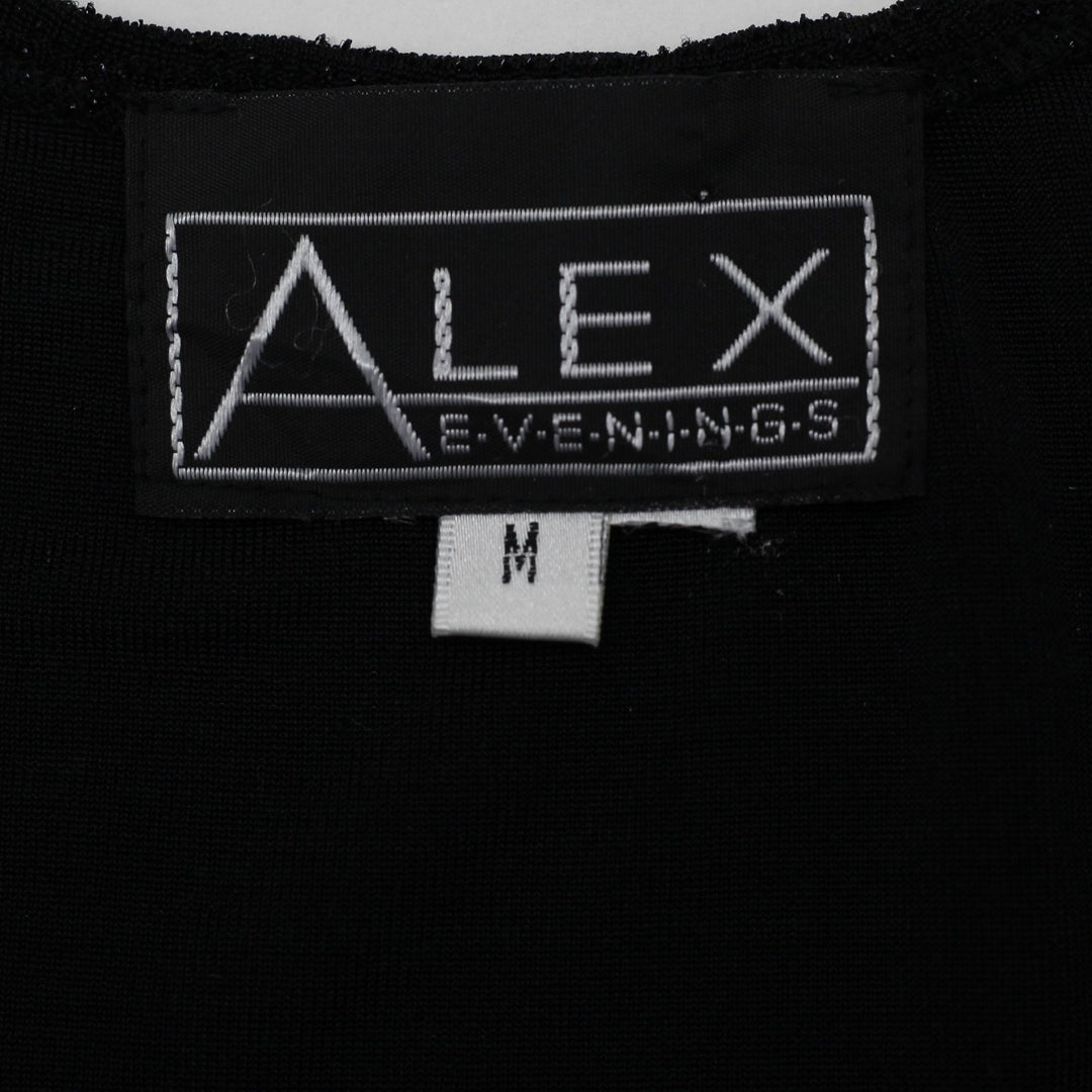 Y2K Ladies Alex Evenings Black Shimmer Metallic Tank Top Size Medium