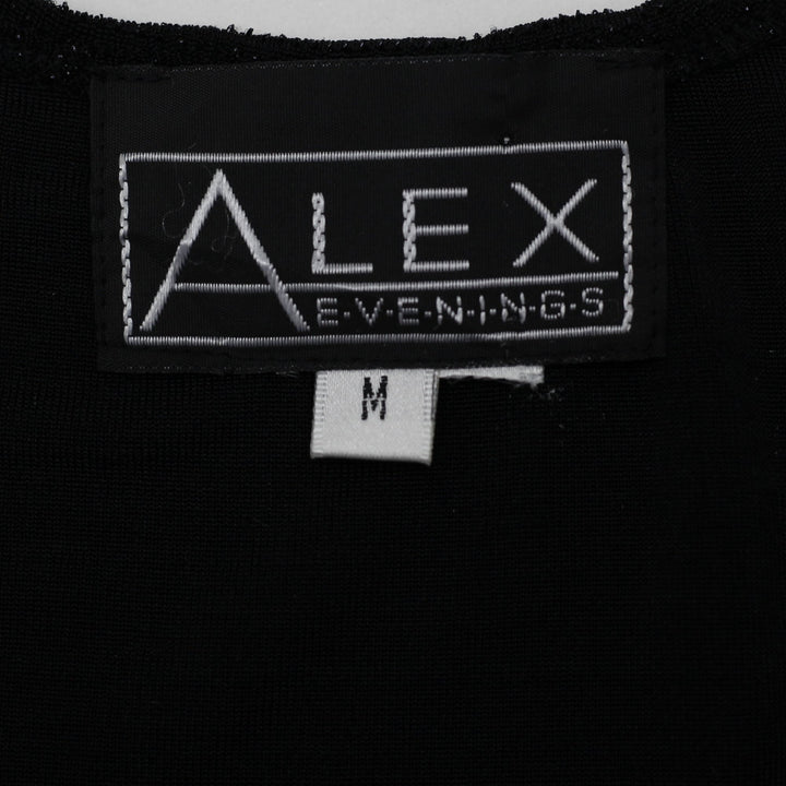 Y2K Ladies Alex Evenings Black Shimmer Metallic Tank Top Size Medium