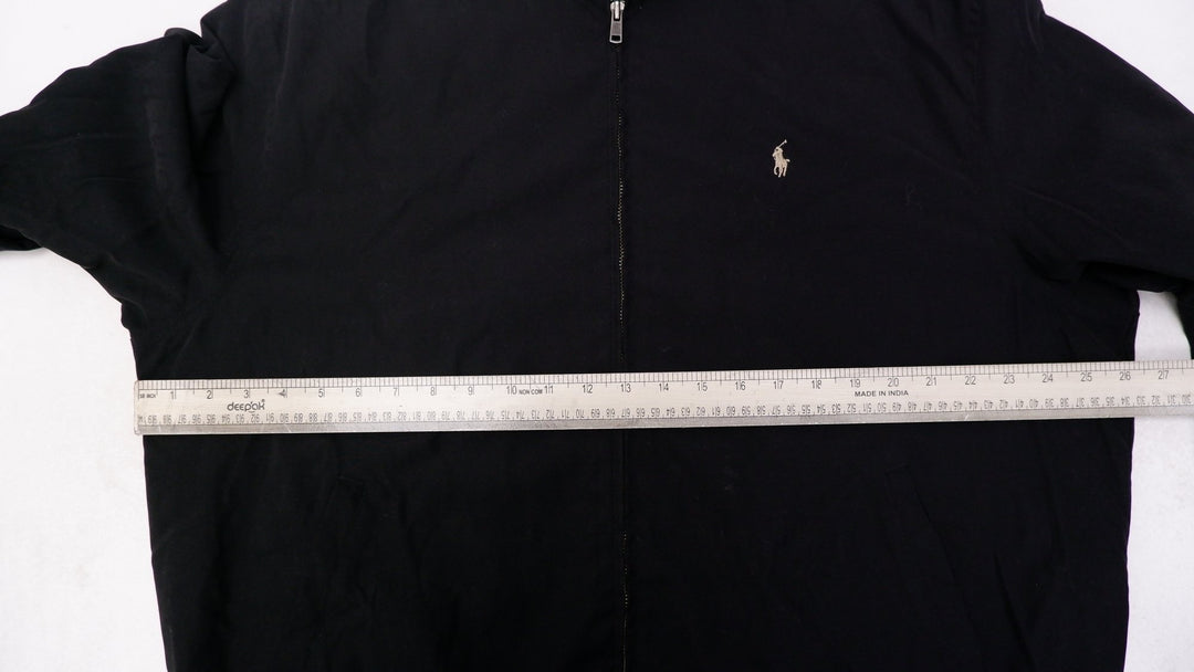 Vintage Mens Polo Ralph Lauren Harrington Jacket Black Full Zip Classic Logo