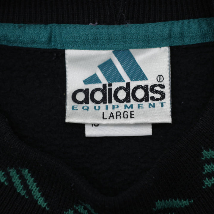 Vintage Adidas Originals EQT Washed Crew Neck Black Sweatshirt Large | Migration_Sweatshirt - Back View | Fashion Rerun