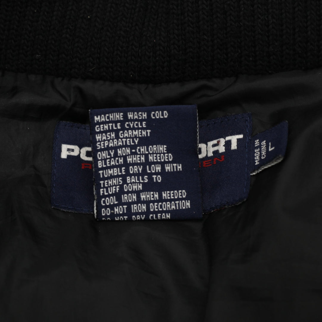 Vintage 90s Polo Sport Ralph Lauren Black Down Puffer Jacket Flag Logo