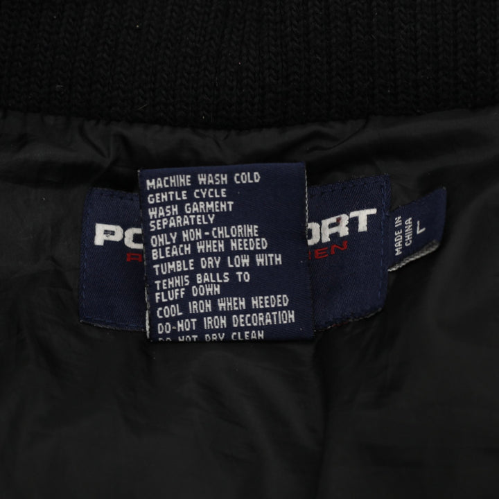 Vintage 90s Polo Sport Ralph Lauren Black Down Puffer Jacket Flag Logo